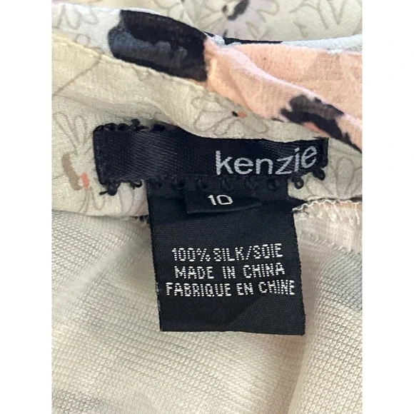 Women's Y2K Vintage-Inspired Silk Skirt""Kenzie 100% Silk Floral Cream Black - Picture 4 of 7